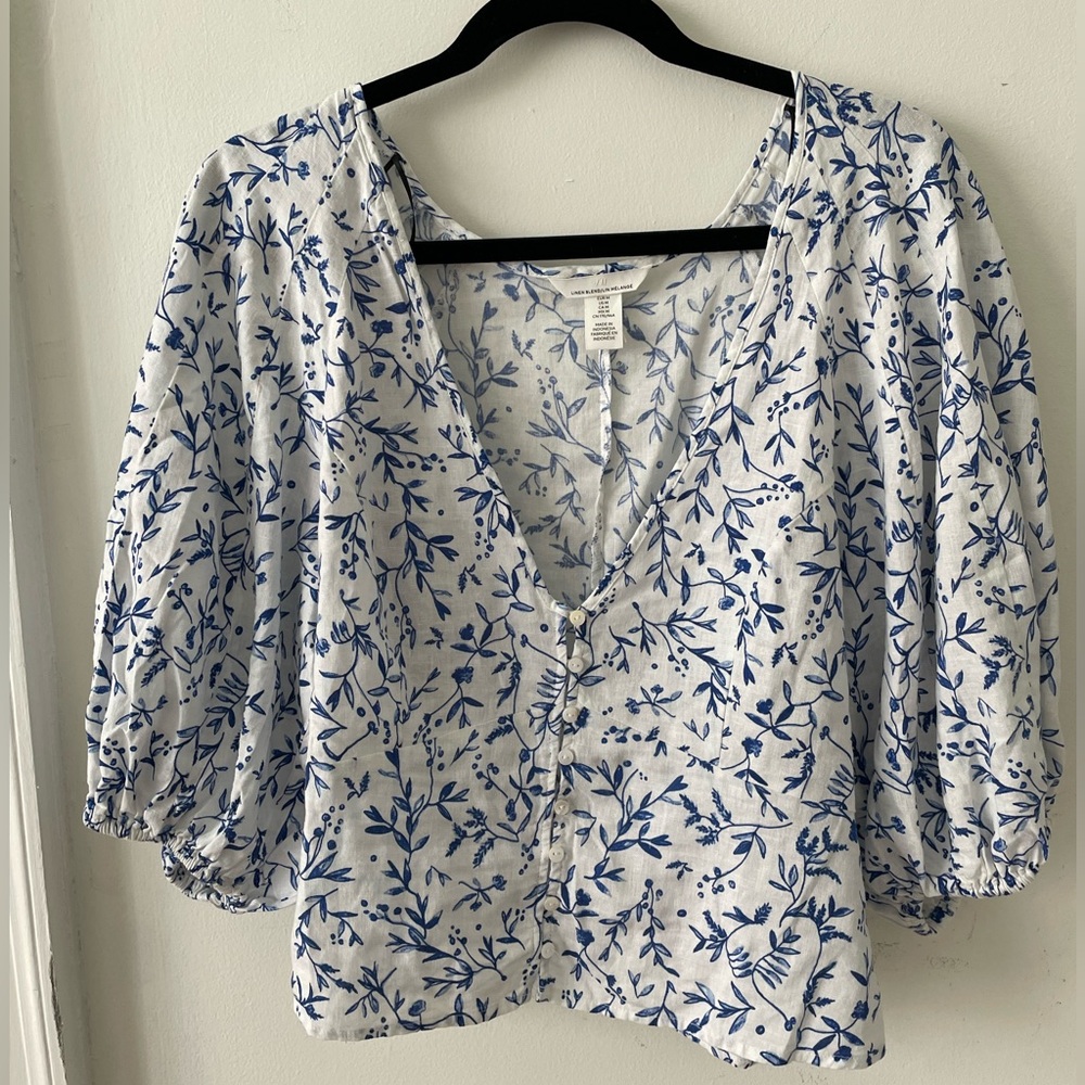H&M linen blend top